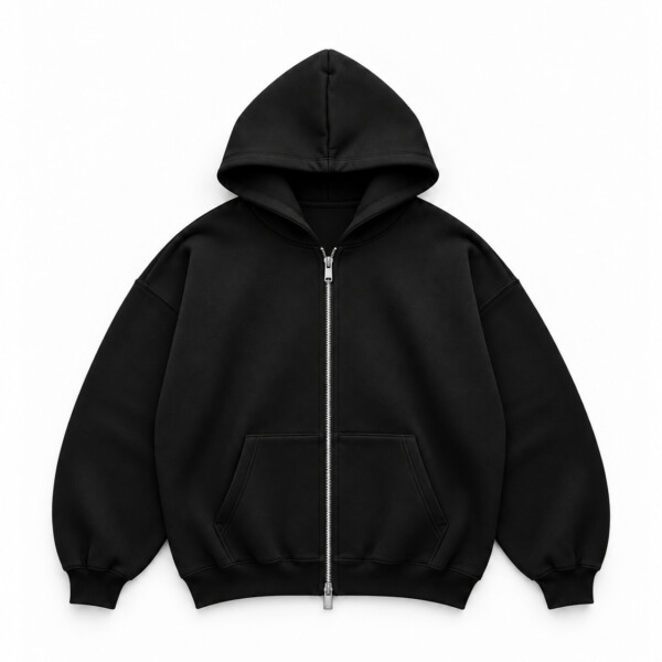 WISE BLACK ZIPPER HOODIE