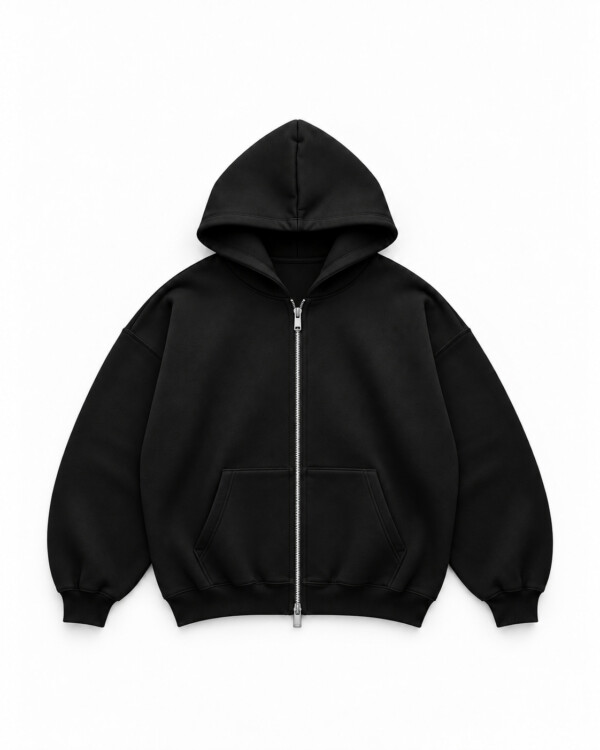 WISE BLACK ZIPPER HOODIE
