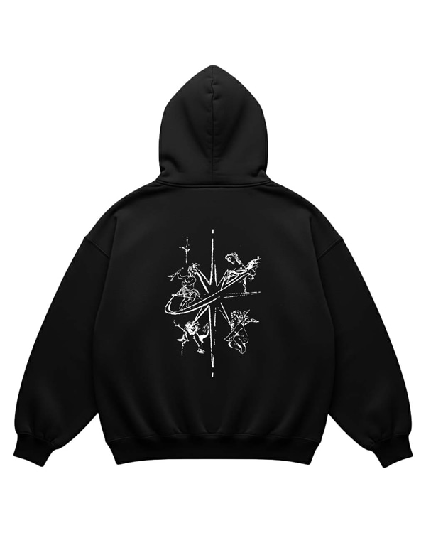CELESTIAL OVERSIZED BLACK HOODIE