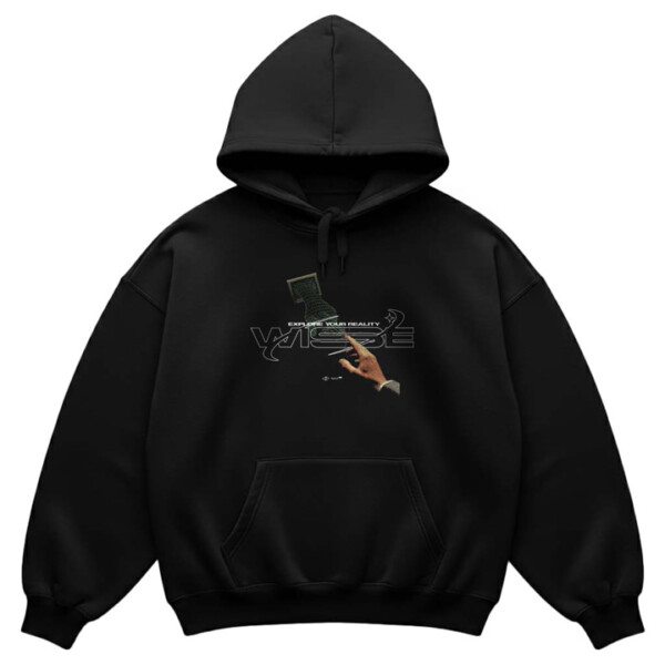 EXPLORE YOUR REALITY OVERSIZED BLACK HOODIE