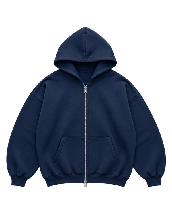 WISE NAVY BLUE ZIPPER HOODIE