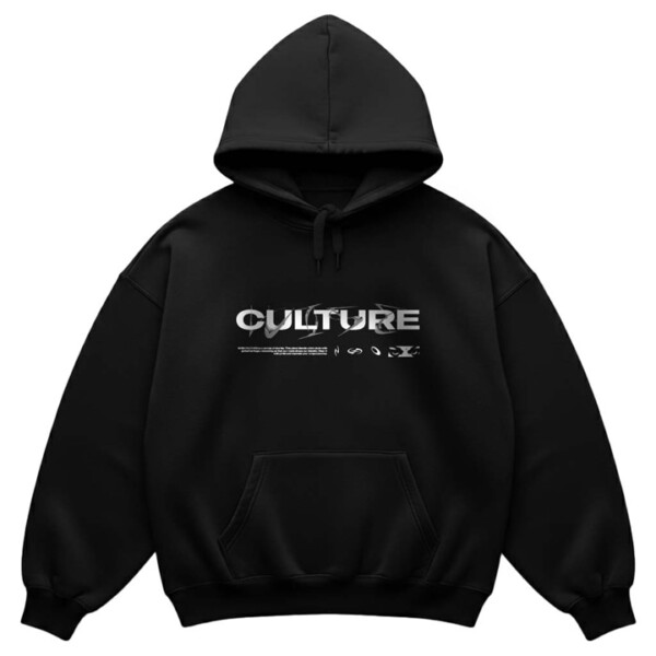 WISECULTURE OVERSIZED BLACK HOODIE